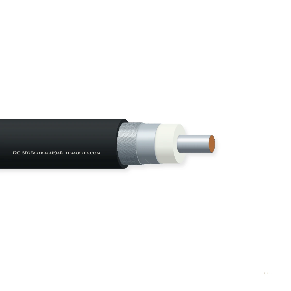 Modelo 12G-SDI 75 Ω RG-6 4K UHD Broadcast Coaxial Cable – vista lateral