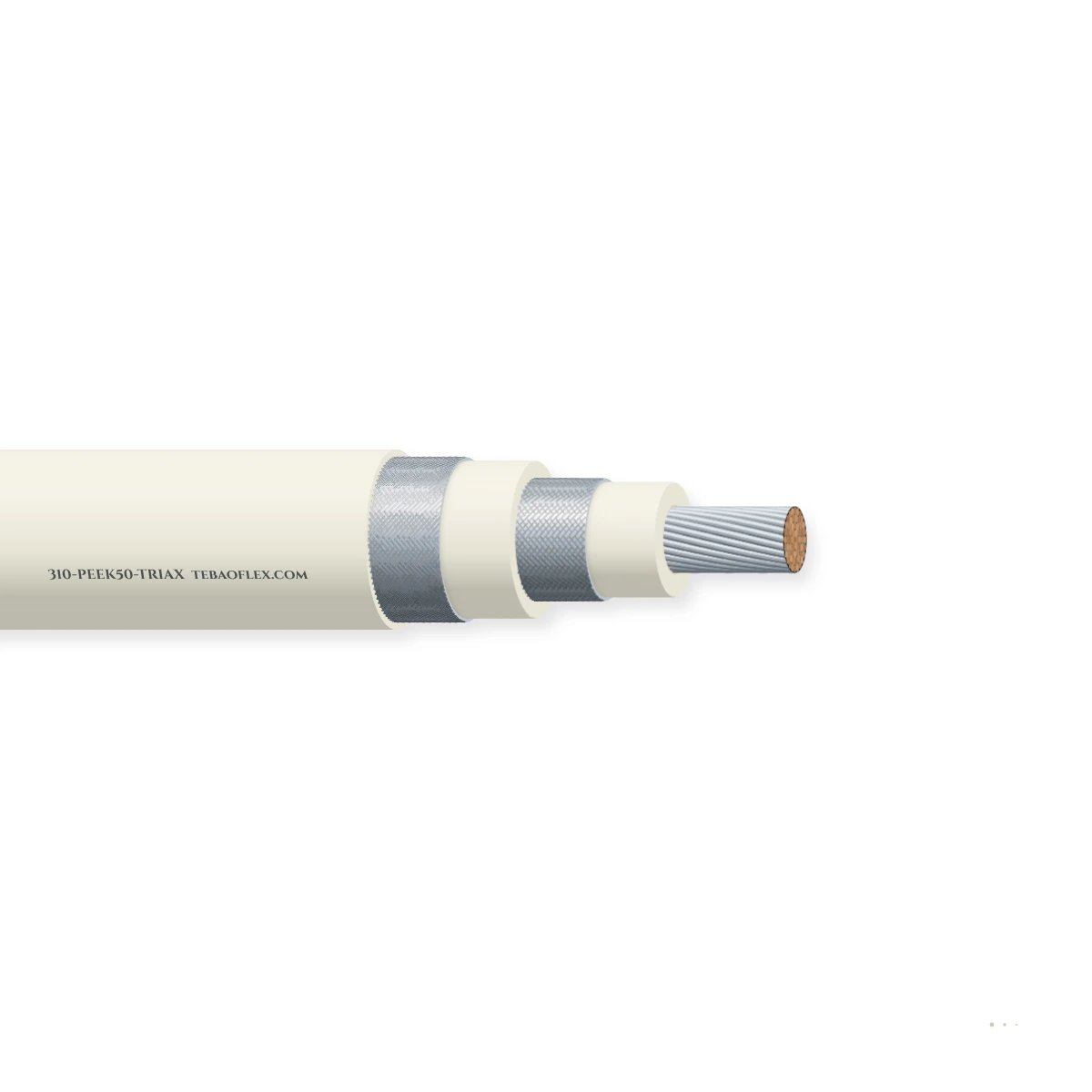 310-PEEK50-TRIAX PEEK-Aislado UHV Triaxial Cable – vista lateral
