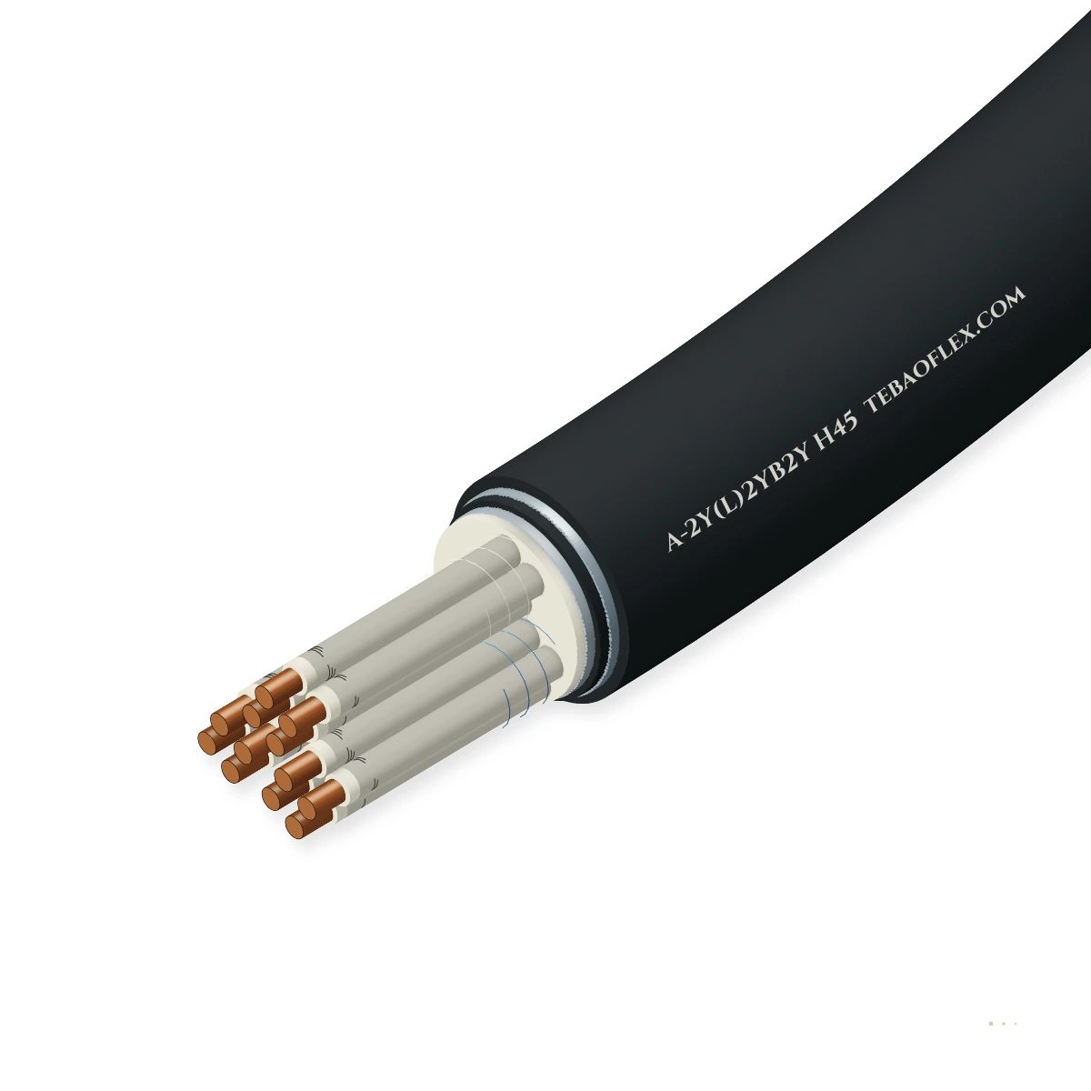 A-2Y(L)2YB2Y H45 Un- 2Y(L)2YB2Y H45 Bajo-Capacitance Armado Railway Telecom Cable – vista lateral