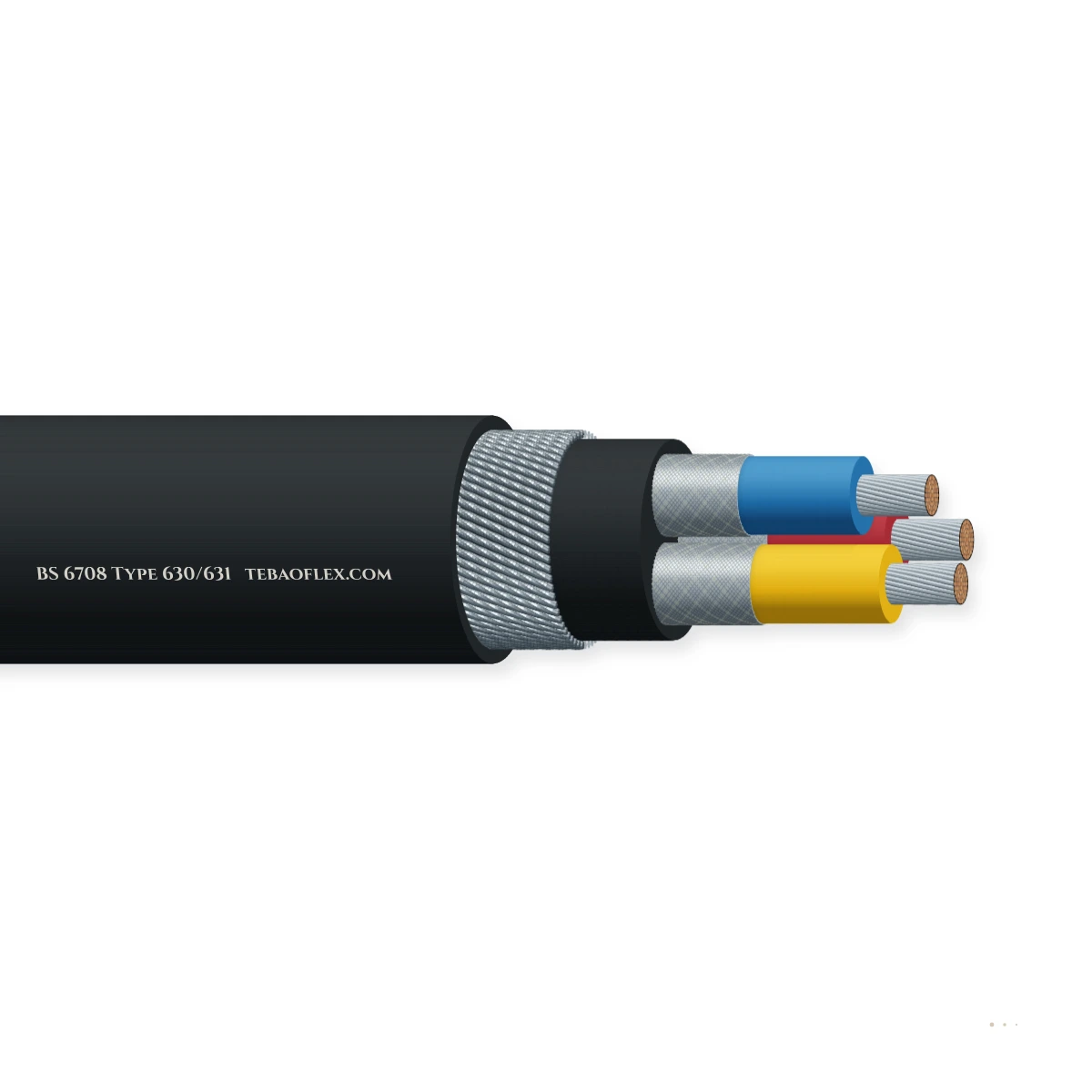 Cable armado BS 6708 Type 630 & Type 631 MV – vista lateral