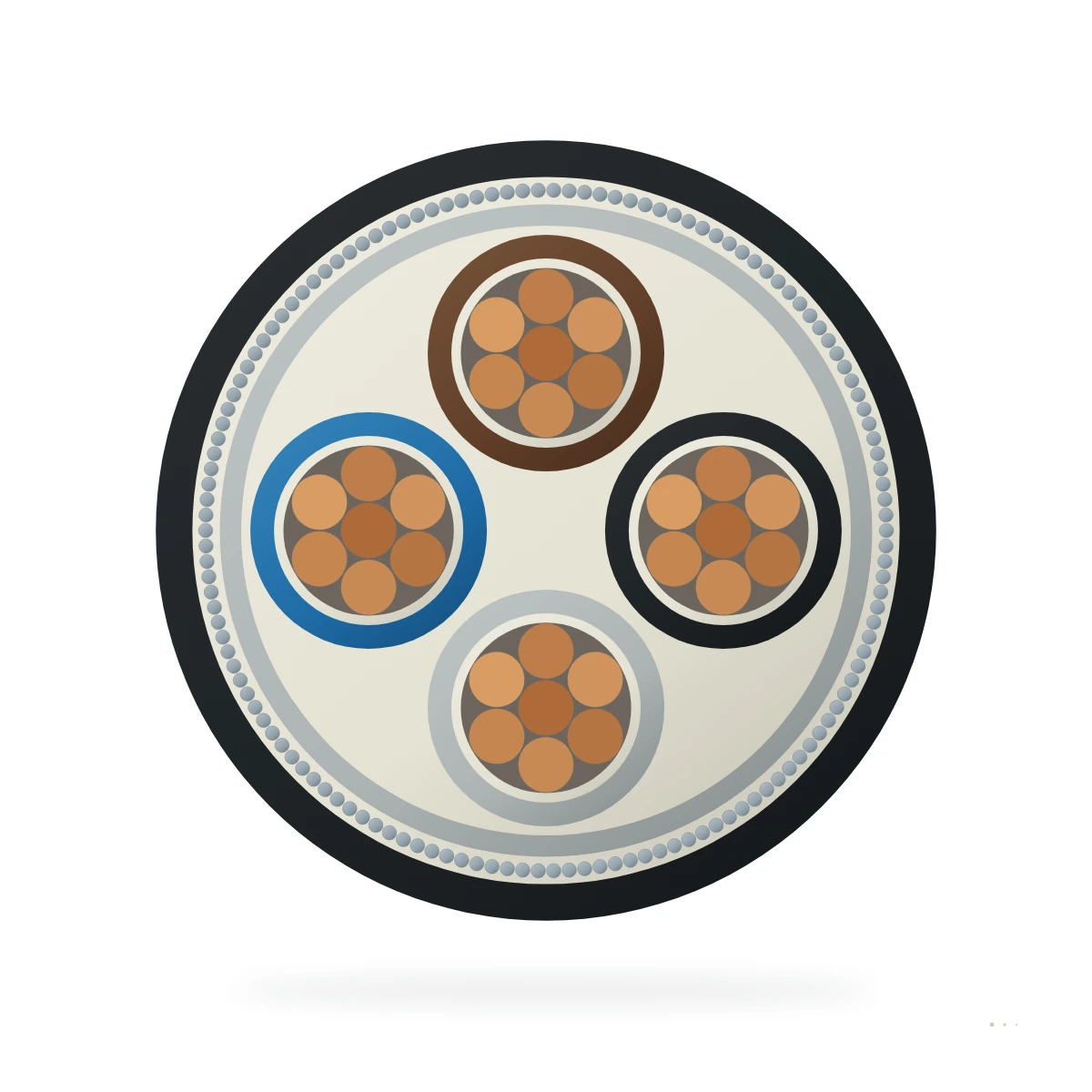 BS 7846 Armado Resistente al fuego Potencia Cable – sección transversal