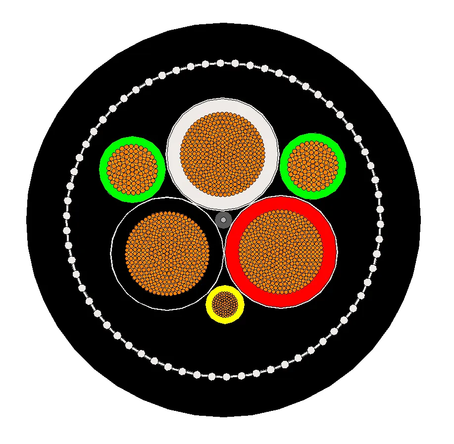 Type G-GC cable cross section with power, grounding, and ground-check conductors