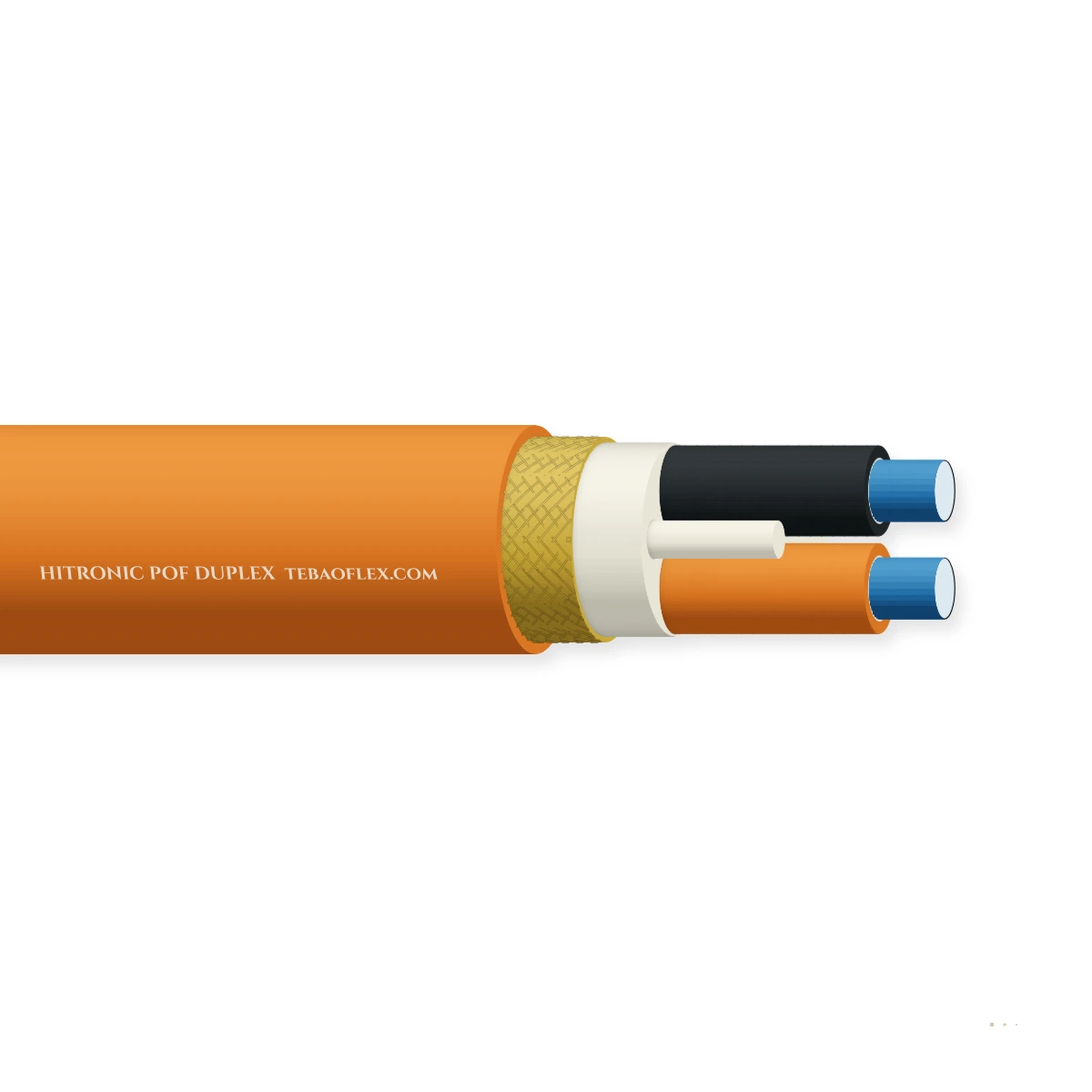 POF Duplex 980/1000 µm POF Duplex Polímero Fibra óptica Industrial Patch Cable – vista lateral