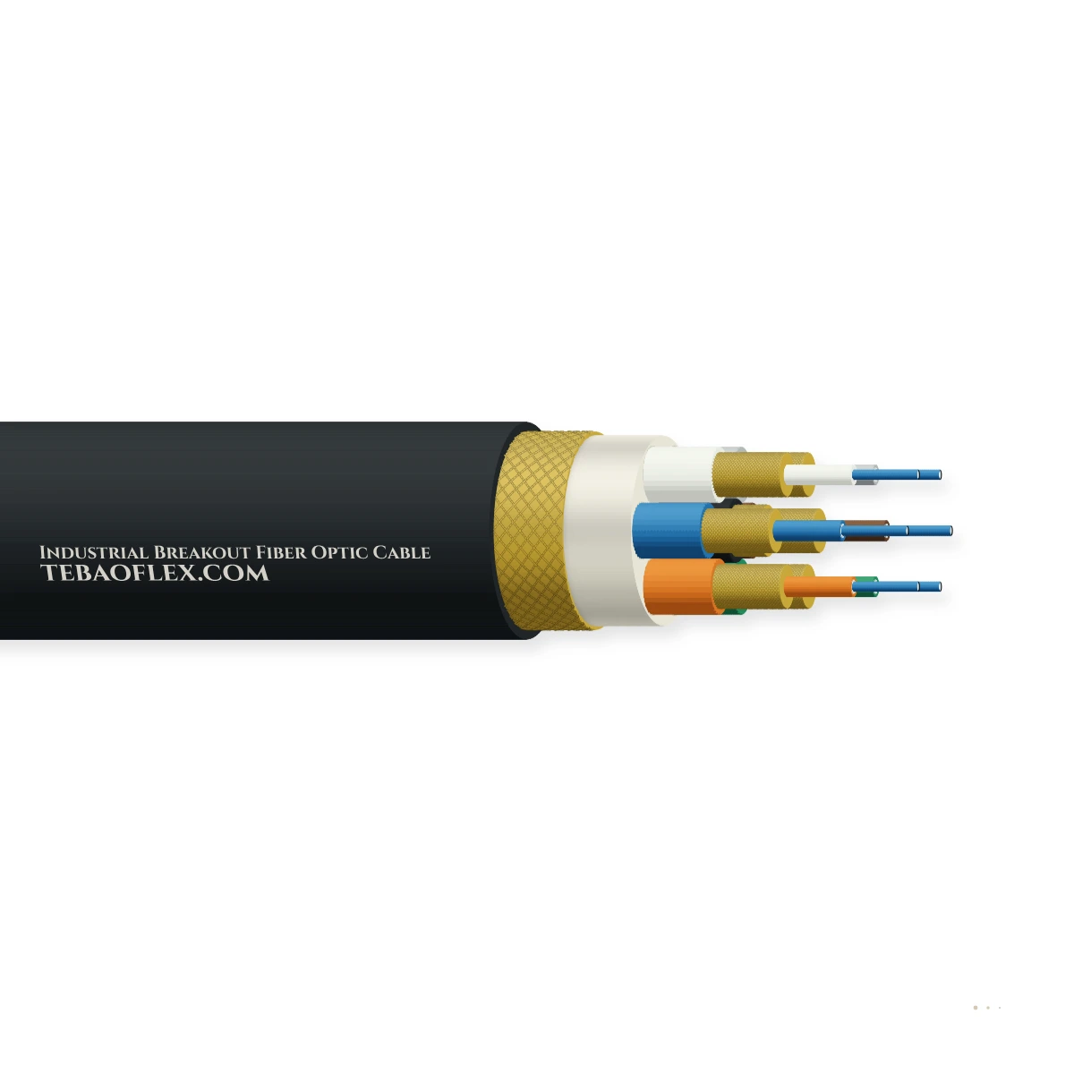 Industrial Breakout Fiber Optic Cable — horizontal cutaway