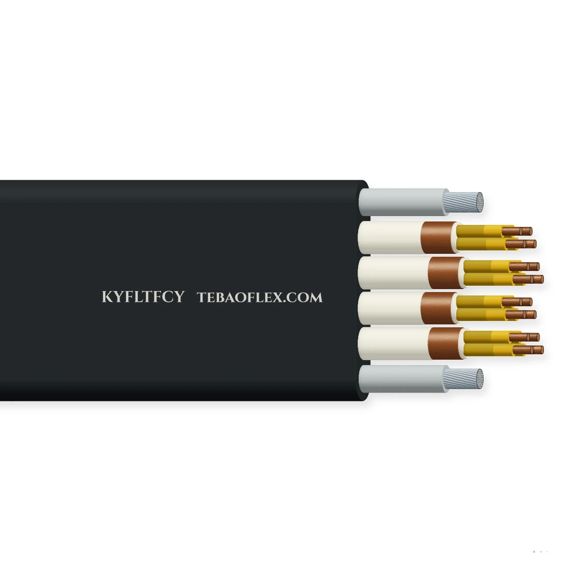 Cable plano autoportante EMC para sistema de carros KYFLTFCY – vista lateral