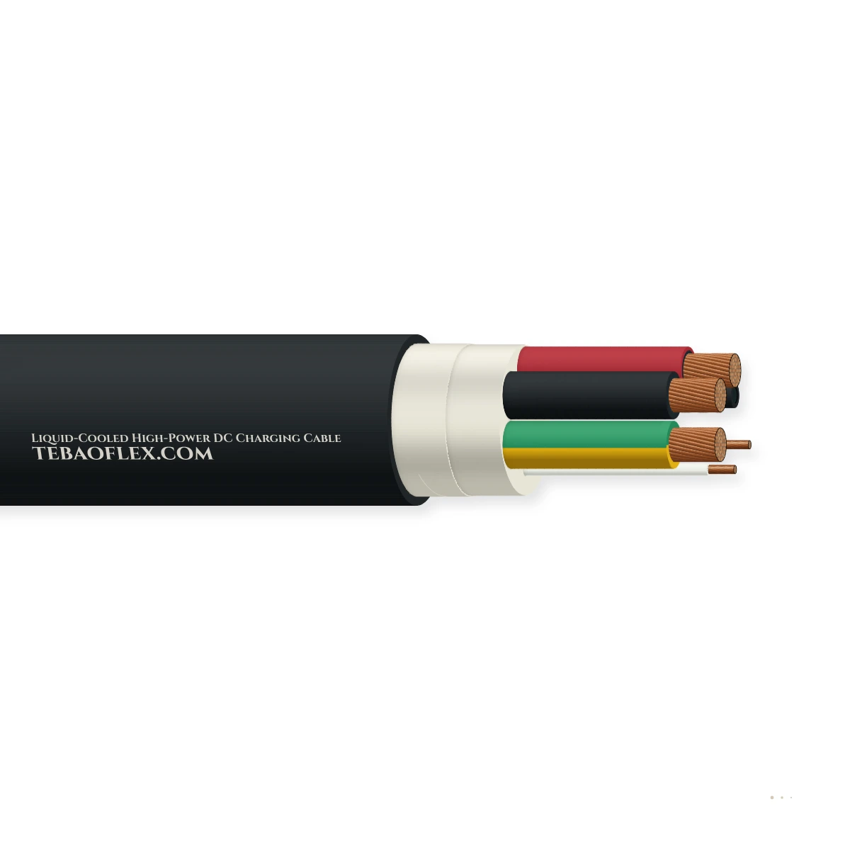 Liquid-Cooled De alta potencia DC Carga Cable – vista lateral