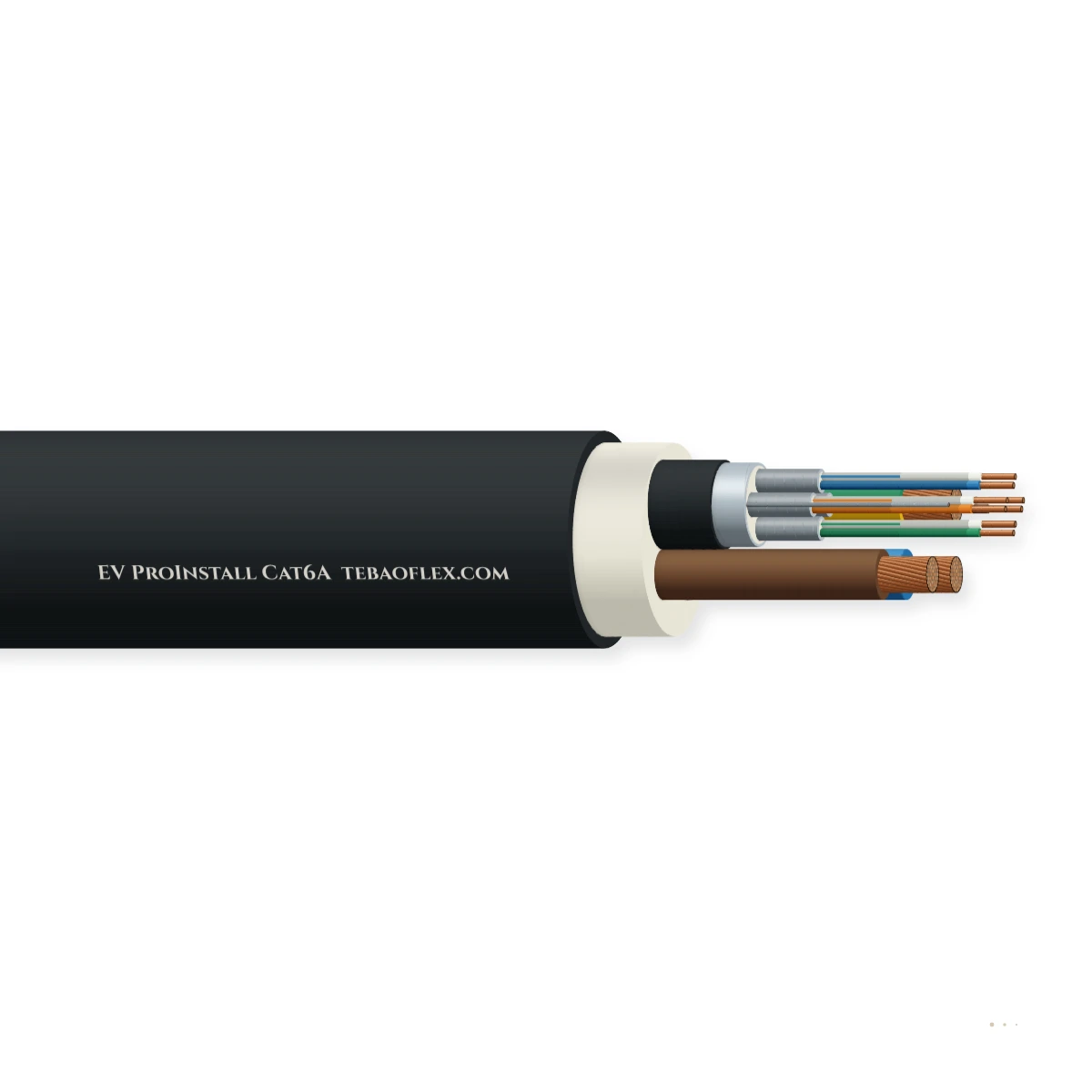 LSZH EV Charge-Point Power and Cat6A Hybrid Cable — horizontal cutaway