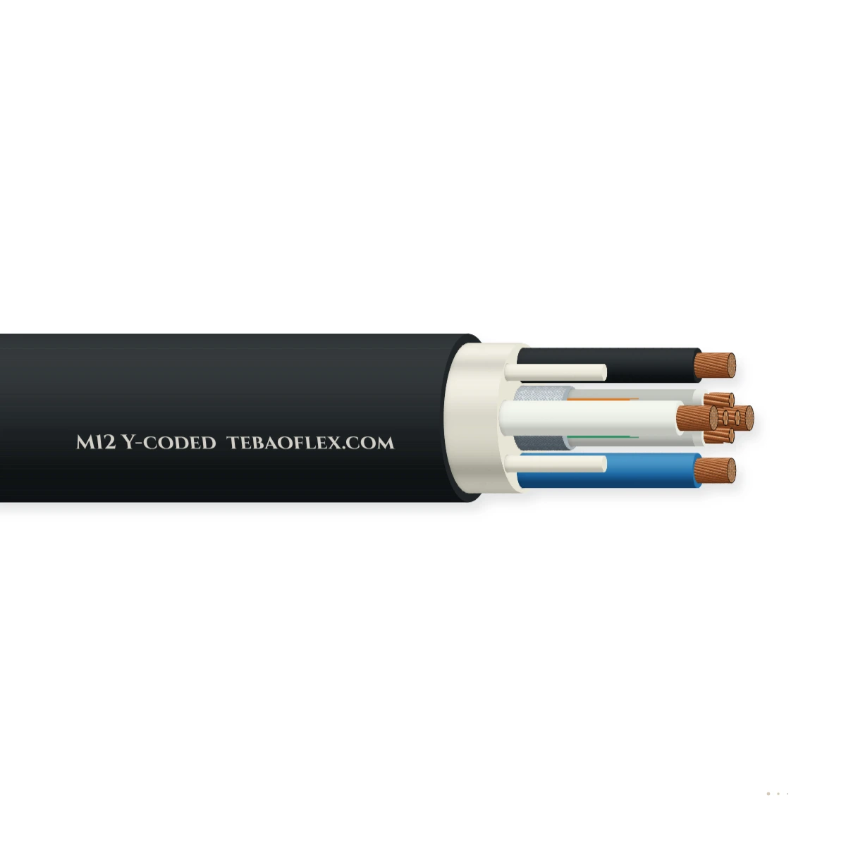 M12 Y-coded M12 Y-codificado Híbrido Potencia y Industrial Ethernet Cordset Conjunto – vista lateral