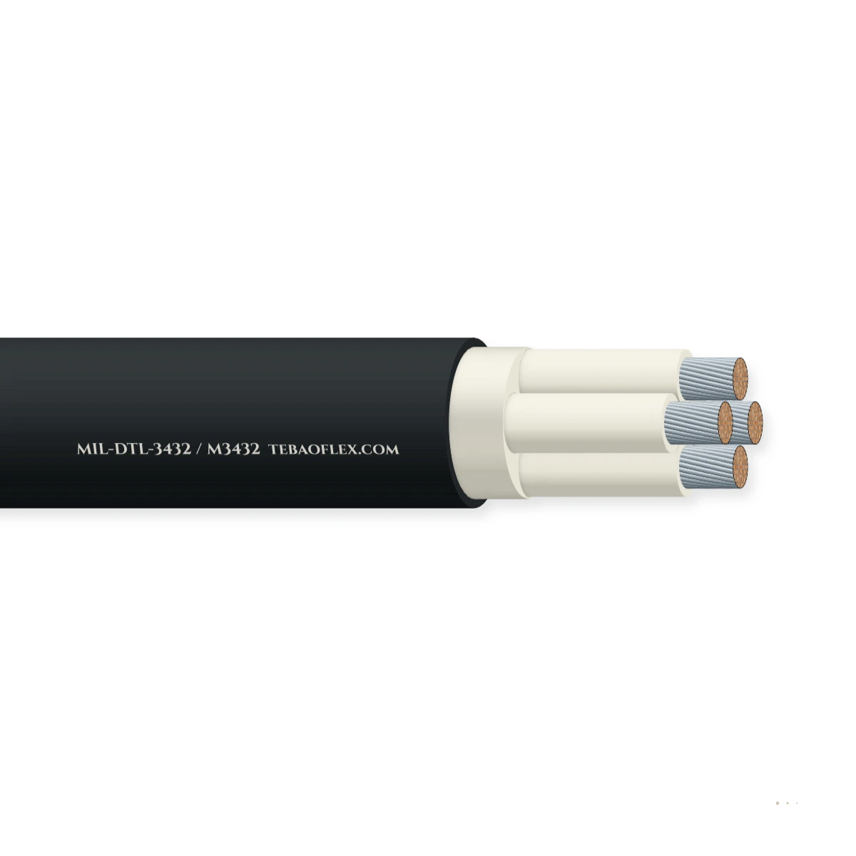 MIL-DTL-3432 / M3432 Military Flexible Caucho Potencia Cable – vista lateral