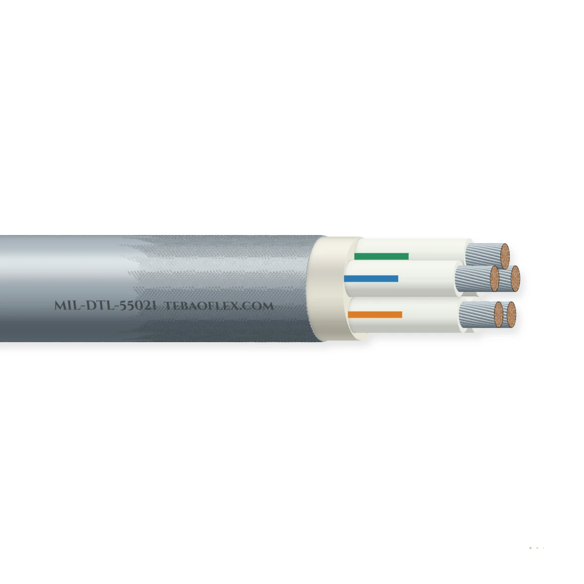 MIL-DTL-55021 Par trenzado y Triplet Interno Aeroespacial De cableado interno – vista lateral