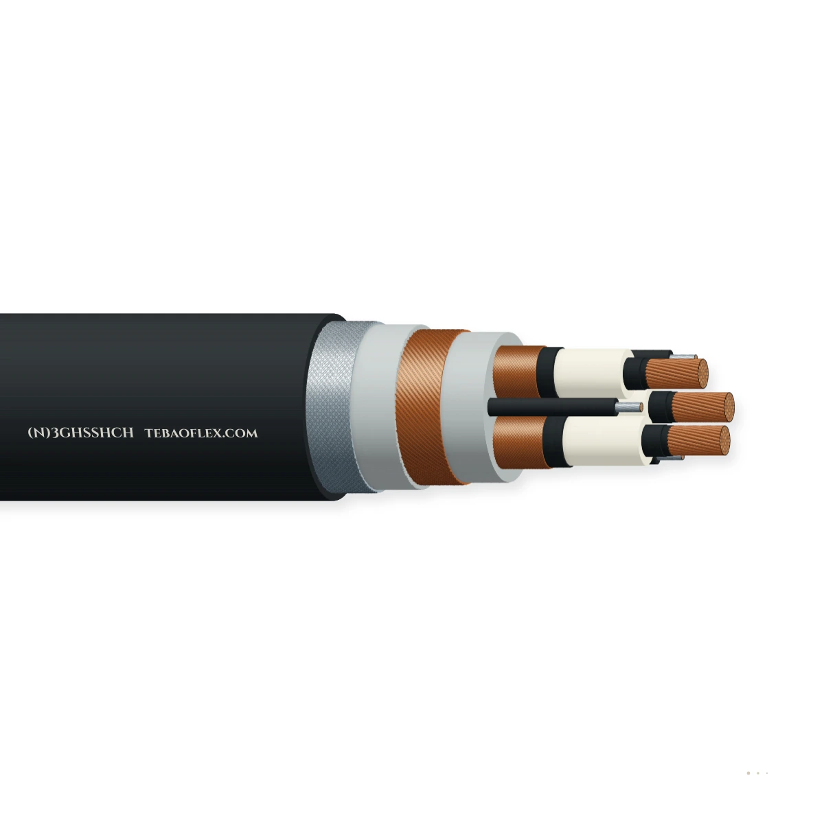 Cable flexible (N)3GHSSHCH 3.6/6 kV para minería y tunelización – vista lateral