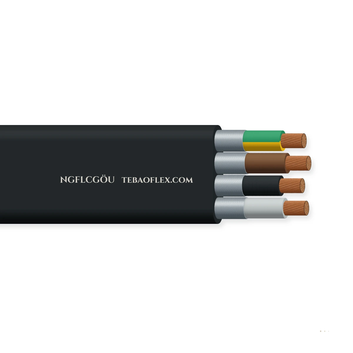 NGFLCGÖU Cable plano apantallado para festón de grúas, polipastos y elevadores – vista lateral