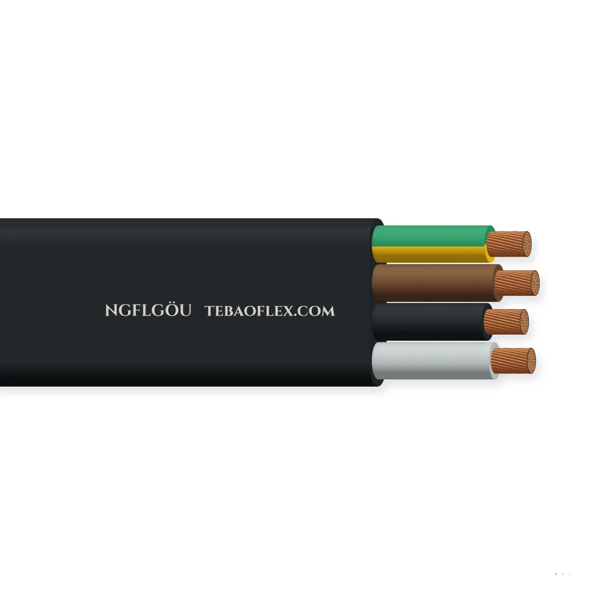 Cable plano festón para grúas — NGFLGÖU 300/500 V – vista lateral