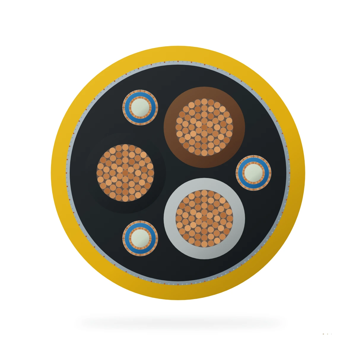 NSSHKCGEÖU Cable armado para cortadoras de carbón NSSHKCGEOEU 0.6/1 kV – sección transversal