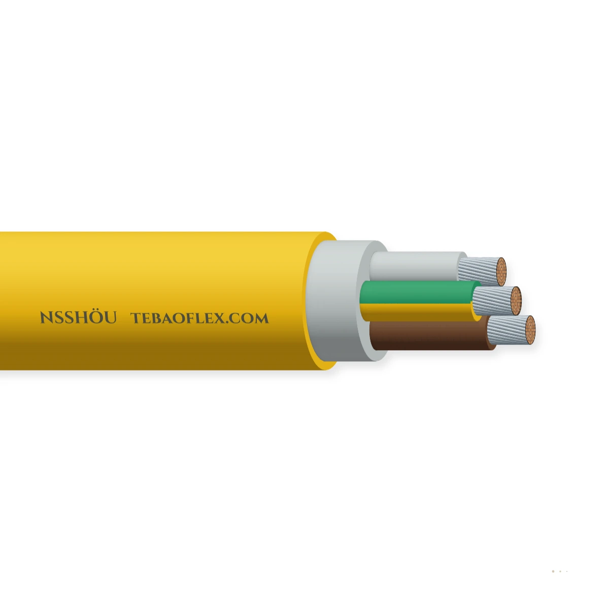 Cable de caucho de servicio pesado NSSHÖU 0.6/1 kV – vista lateral