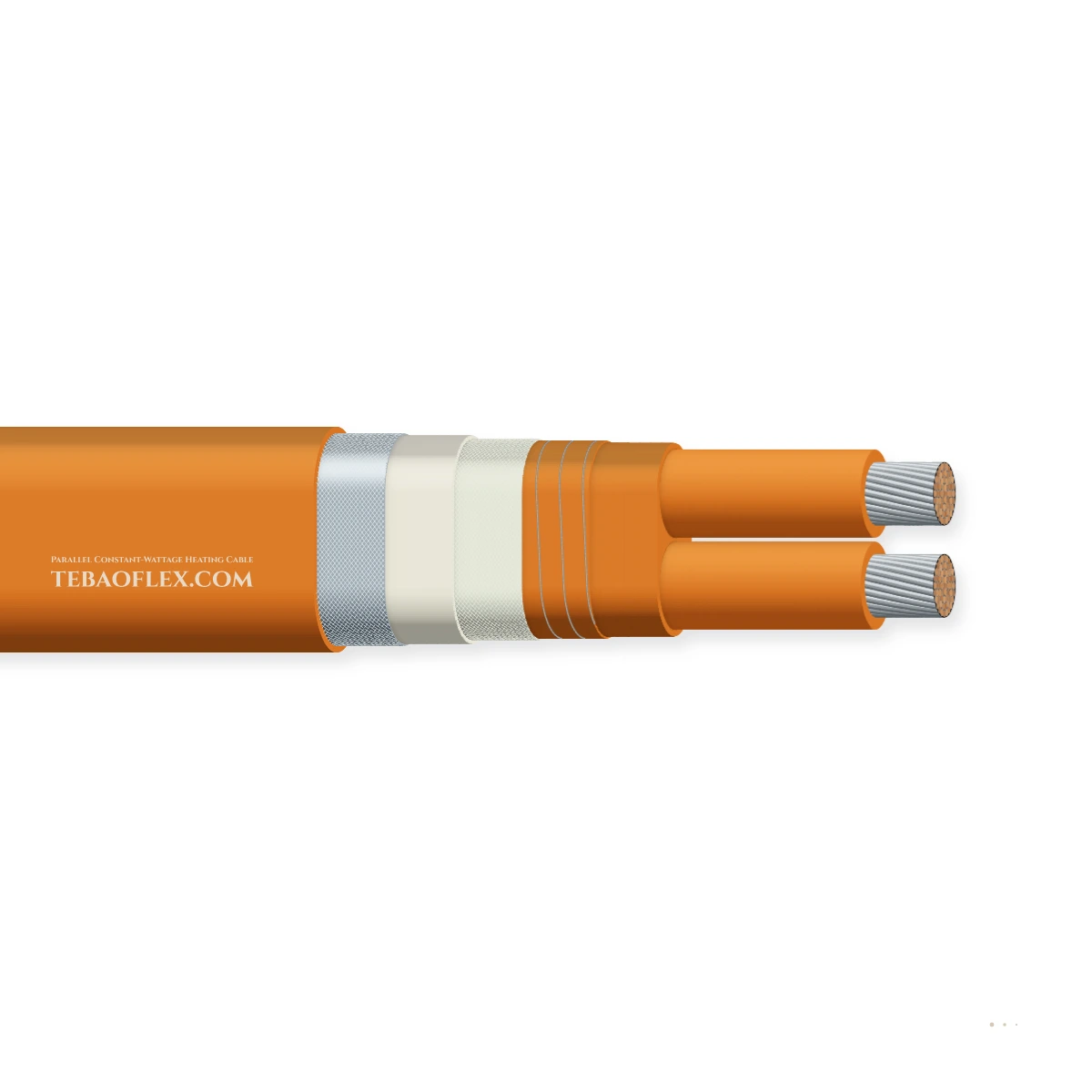 En paralelo Constante-Wattage Heating Cable – vista lateral