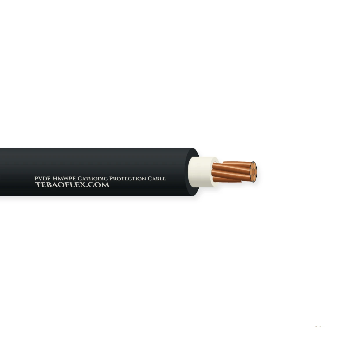 PVDF-HMWPE Cathodic Protección Cable – vista lateral