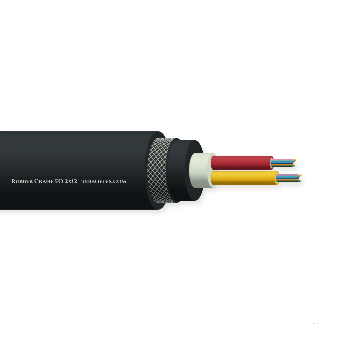 Cable de fibra óptica de caucho para enrolladores de grúas — FO 2x12 125 – vista lateral