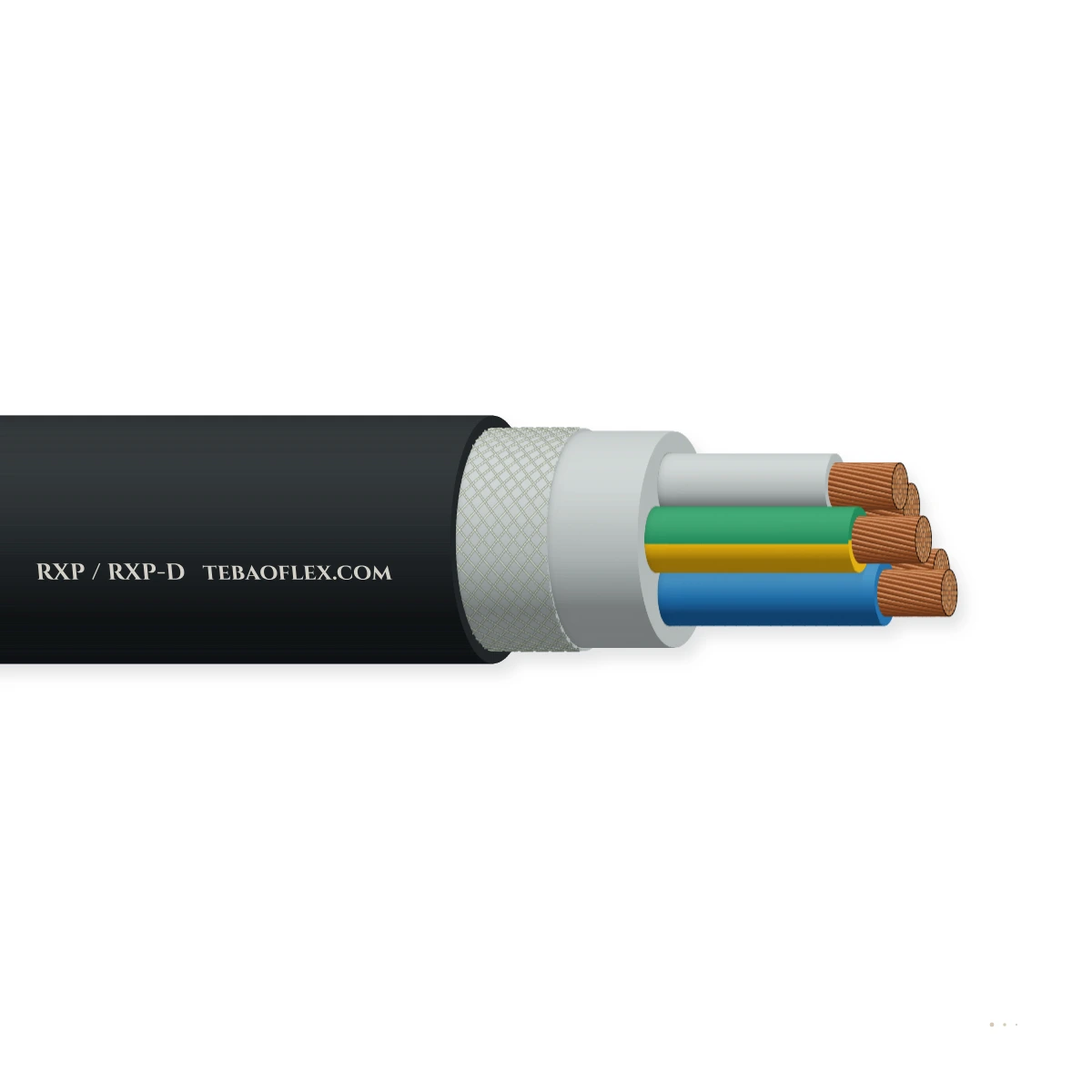 Cable PUR para enrolladores motorizados RXP / RXP-D – vista lateral