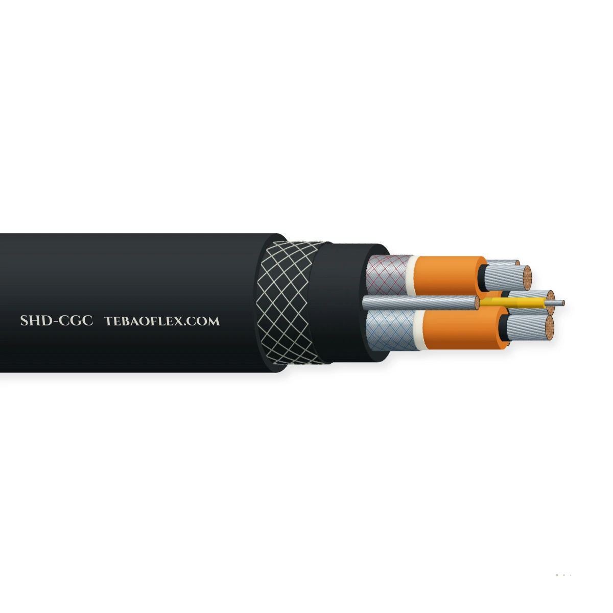 Type SHD / SHD-CGC Cable de arrastre apantallado para minería subterránea SHD / SHD-CGC – vista lateral