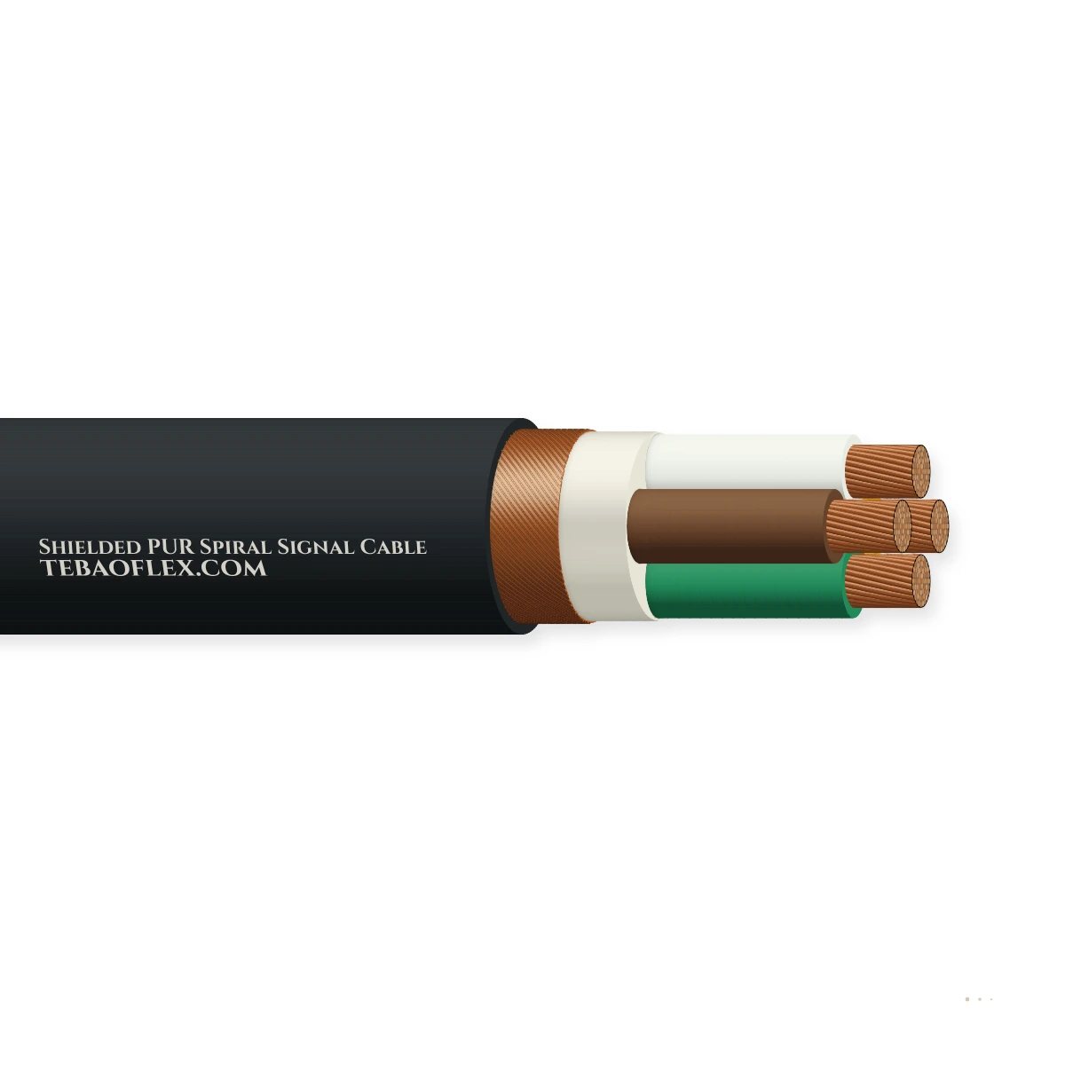 Shielded PUR Spiral Signal Cable — horizontal cutaway