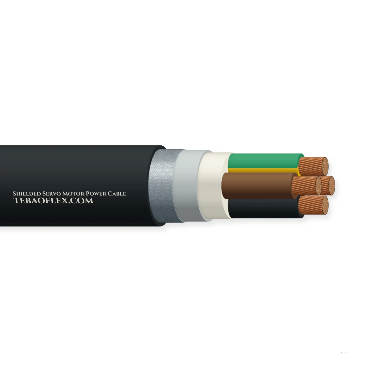 Apantallado Servo Motor Potencia Cable – vista lateral