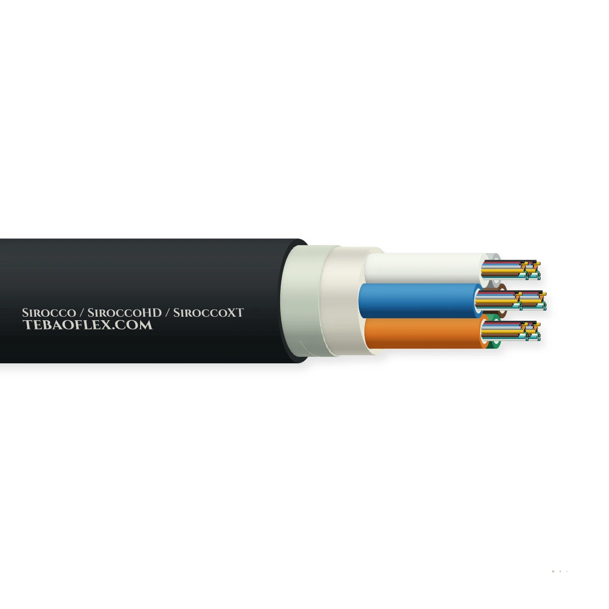 Sirocco / SiroccoHD / SiroccoXT Air-Blown Microduct Fibra Óptica – vista lateral