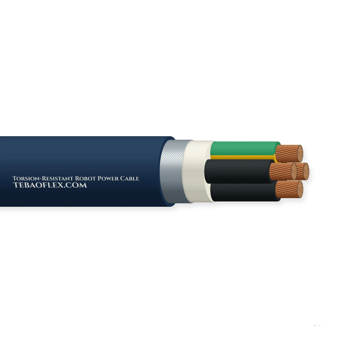 Torsion-Resistant Robot Power Cable — horizontal cutaway