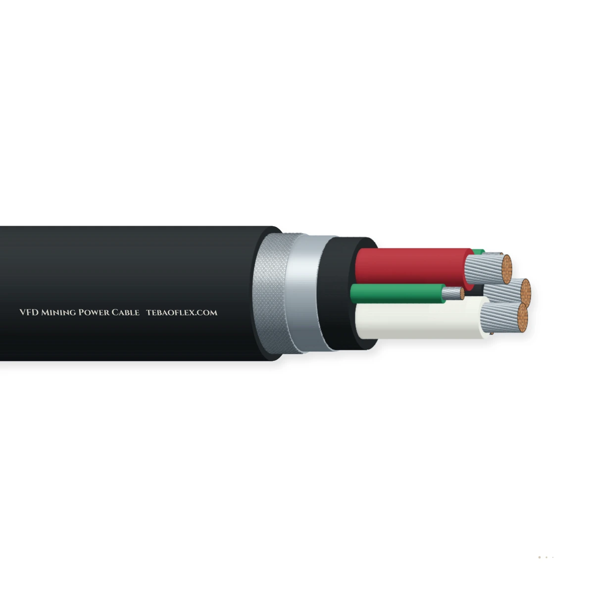 Cable de potencia para minería VFD – vista lateral