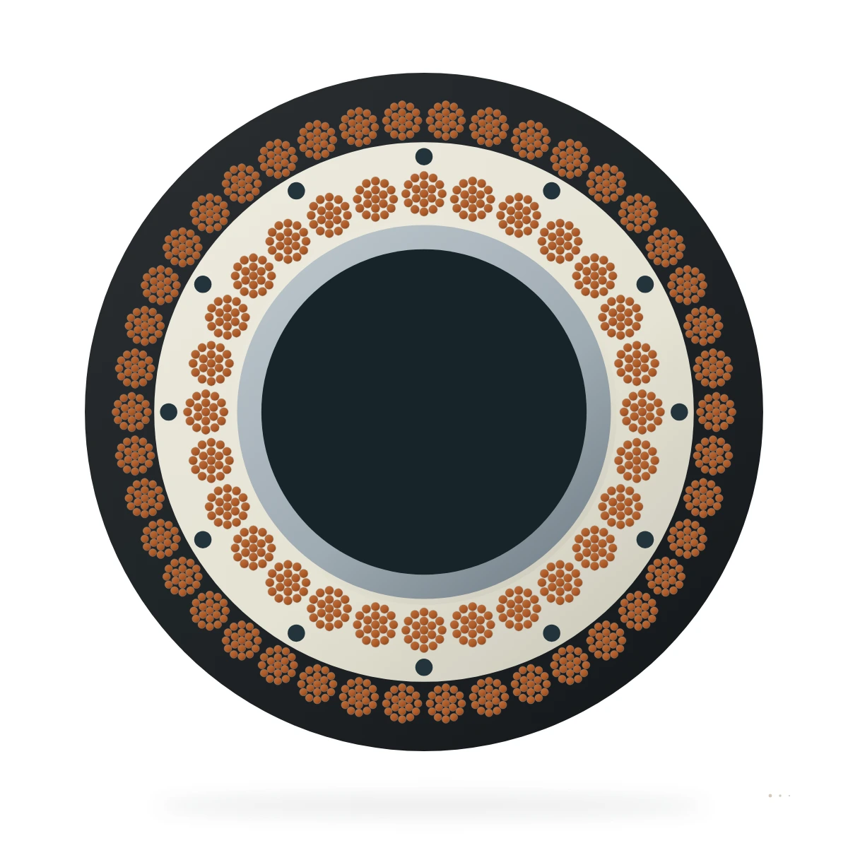Water-Cooled Two-Conductor Coaxial Cable — cable cross-section
