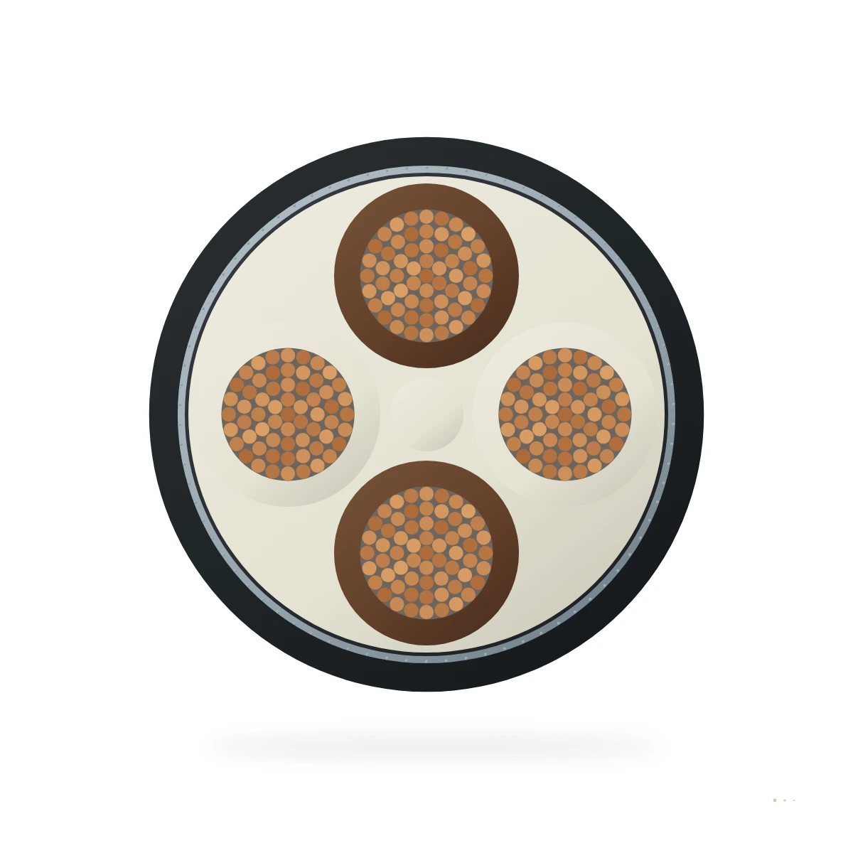 WF-8/G Tactical Campo-Deployable Quad-Conductor Apantallado – sección transversal