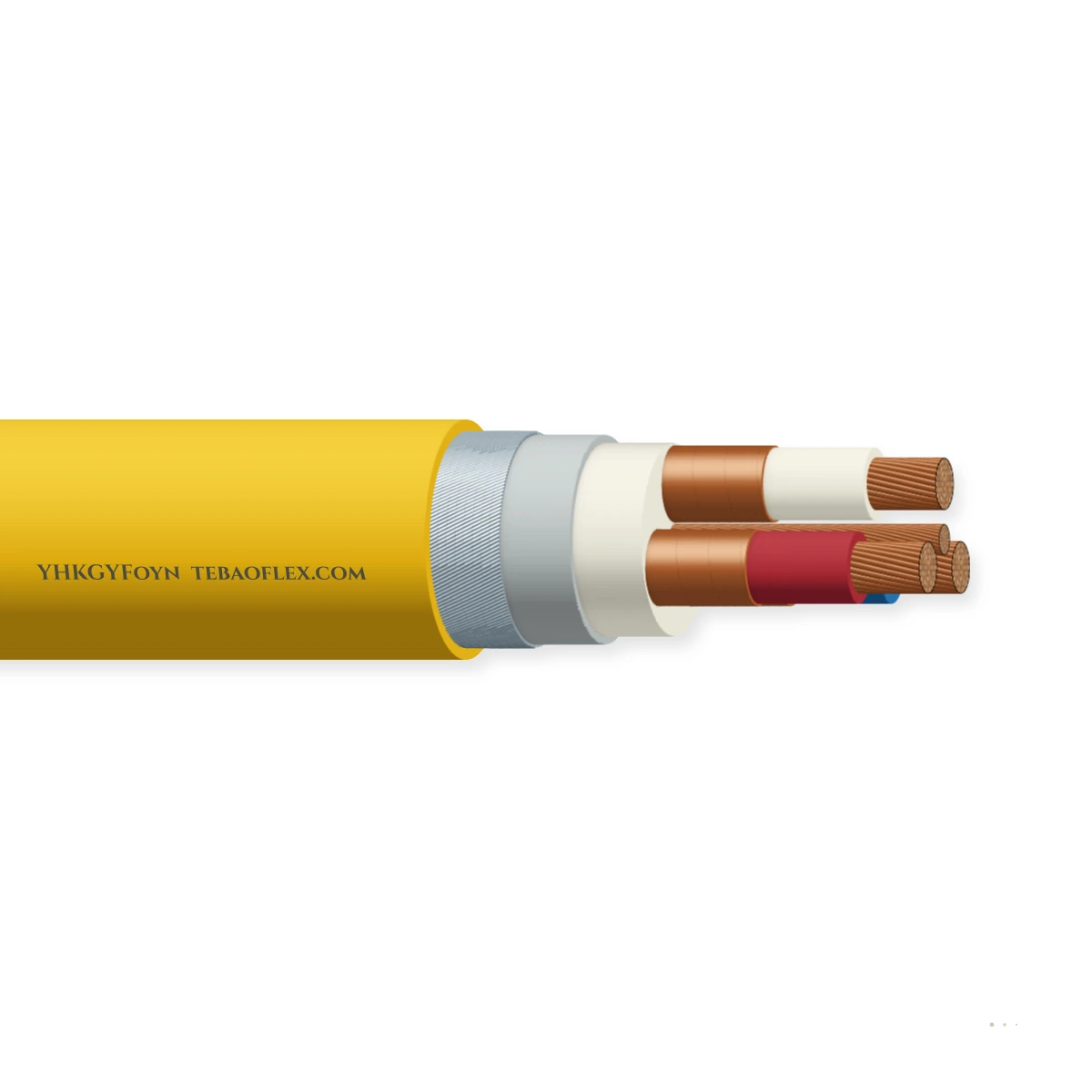 YHKGYFoyn Apantallado Acero-Alambre Armado PVC Minería Cable – vista lateral